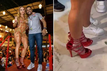 Virginia Fonseca e Mestre Fafá em ensaio na quadra da Grande Rio